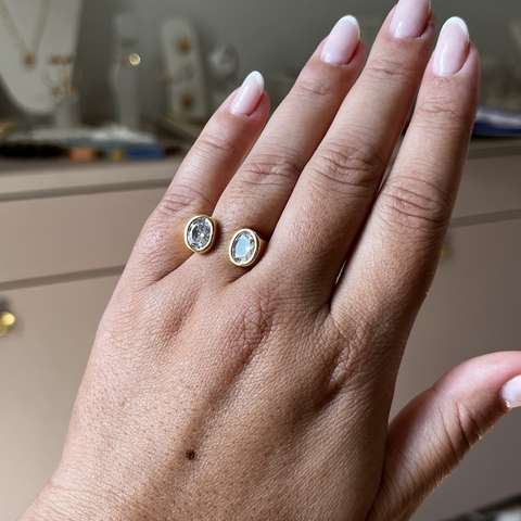 Anel Duas zircônias - ajustável - comprar online