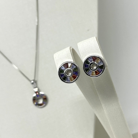 Conjunto Círculo com zircônias coloridas