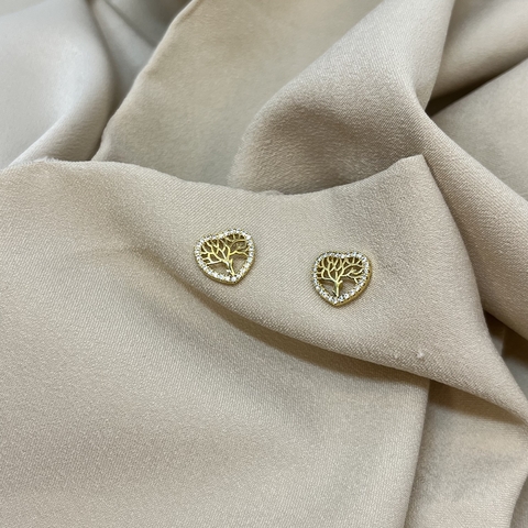 Brinco coração árvore da vida