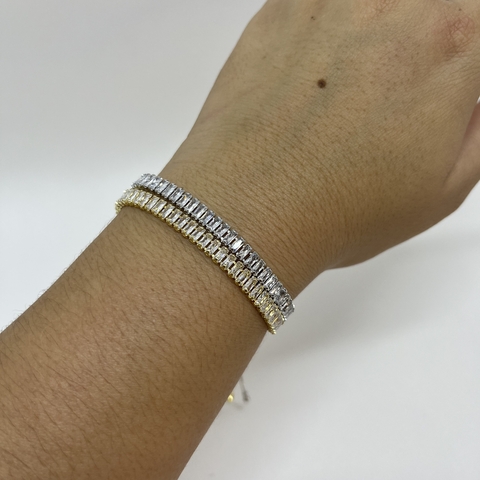 Pulseira baguete cristal - ajustável