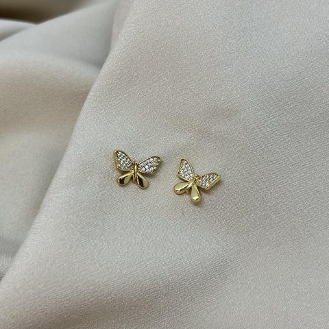 Brinco borboleta cravejada