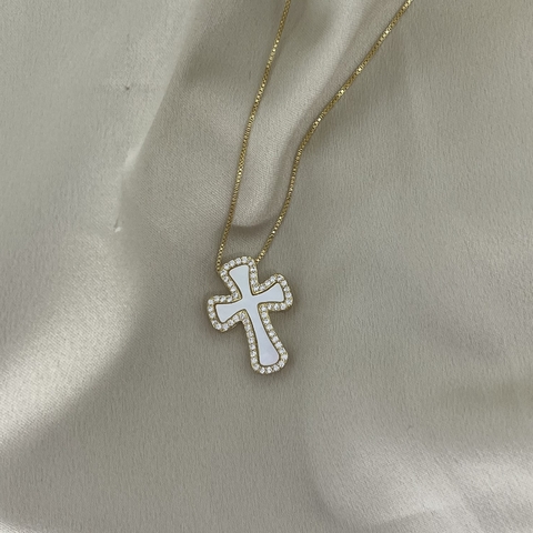 Gargantilha Cruz Madrepérola