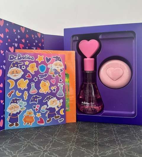 Kit Presente Dr. Botica Do Coração: Colônia Infantil 120ml + Sabonete Em Barra 80g + Livro Para Colorir + Adesivos