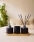 Kit 4 Peças Lavabo: Bandeja Decorativa de Madeira, Porta Sabonete Liquido, Difusor de Ambientes e Copo Cor Preto Fosco - comprar online