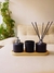 Kit 4 Peças Lavabo: Bandeja Decorativa de Madeira, Porta Sabonete Liquido, Difusor de Ambientes e Copo Cor Preto Fosco