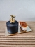 Kit Lavabo Porta Sabonete/Álcool em Gel em Vidro - 240 ml Preto Fosco e Bandeja Decorativa Dourada