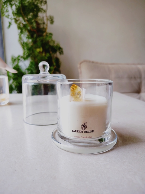 Vela Perfumada Drusa Citrino Vanilla em Cúpula de Vidro 120 G