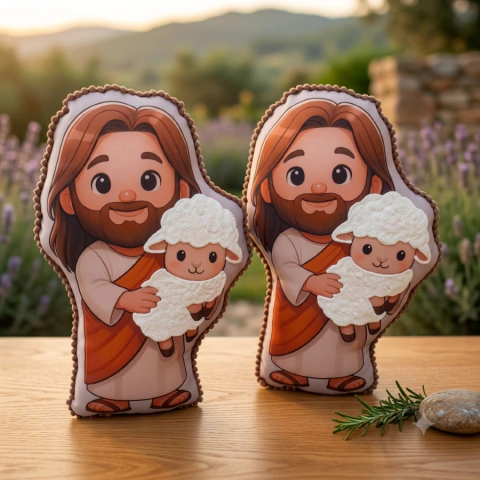 Almofada Decorativa Jesus com ovelha