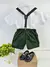 Conjunto Social Meninos Camisa Branca Suspensorio e Bermuda Verde Militar - comprar online