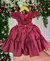 Vestido Linha Festas Infantil Bordô Flores - comprar online