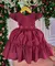 Vestido Linha Festas Infantil Bordô Flores