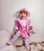 CONJUNTO SAIA/CASACO INFANTIL ROSA BARBIE