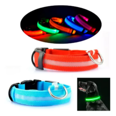 Collar Para Perros Gatos Ajustable Con Luz Led Antiperdida