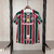 Camisa do Fluminense I 24/25 para torcedores masculinos, com listras tricolores e patrocinadores.