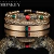 Set 3 pzas. Pulsera y brazaletes tema jaguar con zirconias, baño de oro 18k. (rojo/verde/dorado)