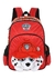 Mochila vermelha do Paw Patrol com personagem de pelúcia na frente.