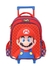 Mochila de rodinha com estampa do personagem Mario da franquia Super Mario, em cores vermelha e azul.