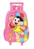 Mochila rosa com estampa da personagem Magali segurando uma fatia de melancia, ideal para crianças.