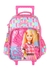 Mochila de rodinha da Barbie, com estampa colorida e imagem da boneca Barbie na frente.