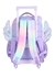 Mochila de rodinhas lilás com asas brilhantes e alças coloridas em degradê