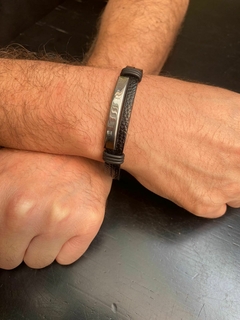 PULSO DOBLE TIRA DE ACERO CON PIEL - comprar en línea
