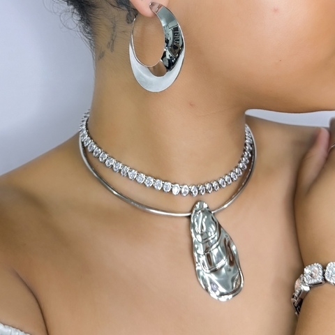 Colar choker aro feminino orgânico folheado