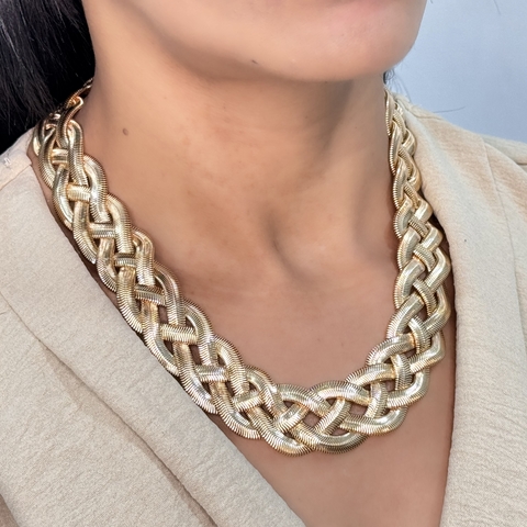 Colar corrente malha trançada