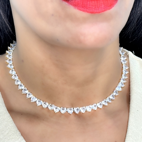 Colar Riviera de coração zircônia