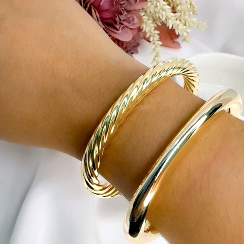 Bracelete pulseira rígida grossa metal