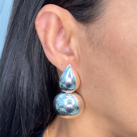 Brinco feminino prata gota esfera