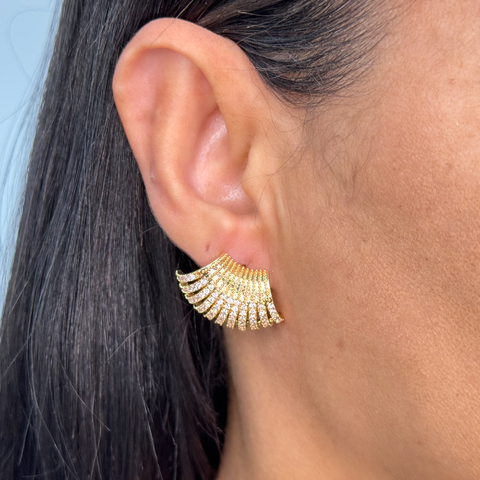 Brinco feminino canoa zircônia