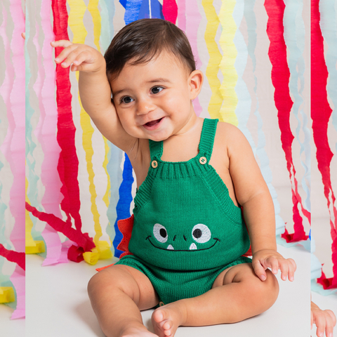 ￼Romper Jardineira Tricot Bebê Mêsversario Carnaval Temático P ao GG