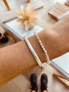 PULSERA PIEDRITAS ROSA ELÁSTICA