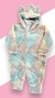 Macacão feminino de pelinho, estampas sortidas