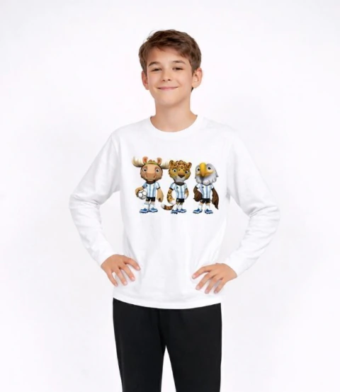 Remera Mascotas Mundial Blanca