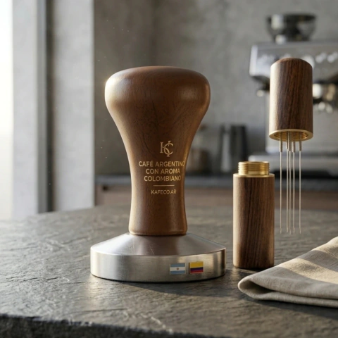 Tamper & Distribuidor WDT Premium – Edición Madera