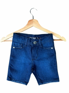 Bermuda jeans azul escuro lixada