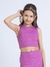 Blusa Cropped Regata Infantil de Brilho Rosa