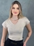 Blusa Feminina Basica baby look - COR NUDE - P ao GG veste N50 Plus Size Manga Curta gola V camiseta Viscolaycra