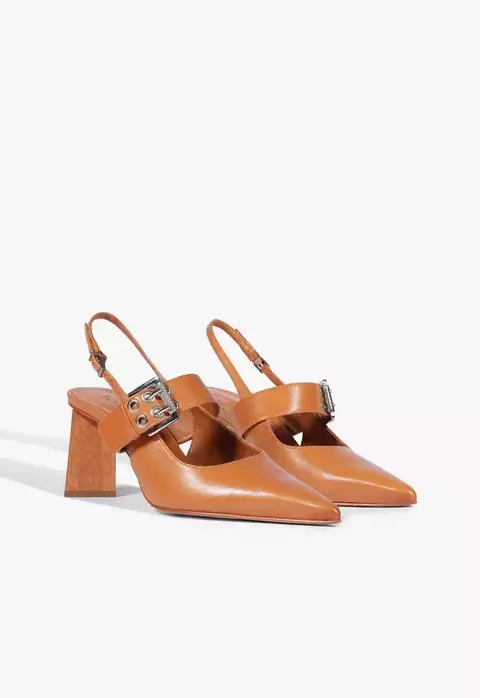 SLINGBACK COURO MARROM SCHUTZ
