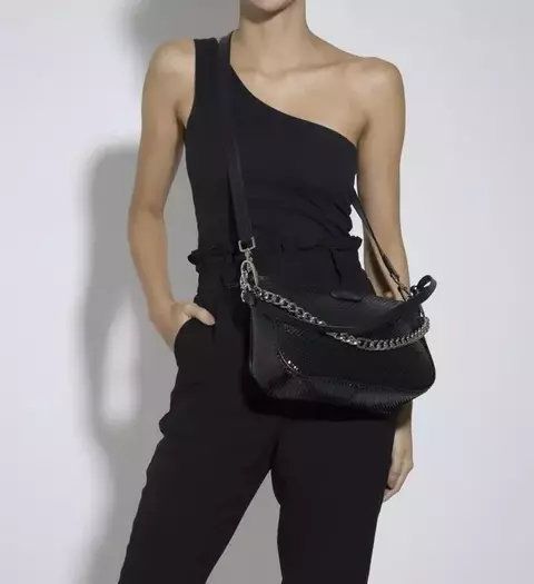 Bolsa Tiracolo Grande Emmy Couro Snake Preta Schutz