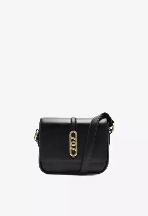 BOLSA PRETA COURO TIRACOLO SCHUTZ