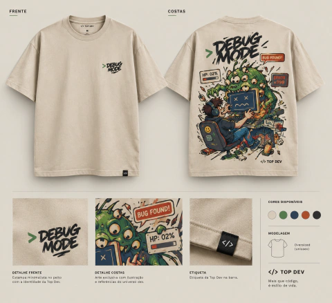 CAMISETA OVERSIZED DEBUG MODE - TOP DEV