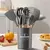 Jogo de Cozinha Kit C/12 Peças de Silicone, Utensílios e Copo Suporte para Cozinha Cabo de Madeira Su na internet