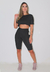 Conjunto Fitness Bermuda Com Bolso +cropped Manga De Tela