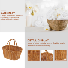 Canasto Simil Mimbre Picnic Con Manijas Cuadrado y Ovalado Grande 36x20x22cm en internet