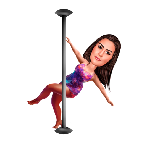 Caricatura Garota no pole dance - Corpinho Pronto - Estilo Ouro