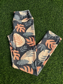 Calza Gris con Hojas Rosas (VCEL)
