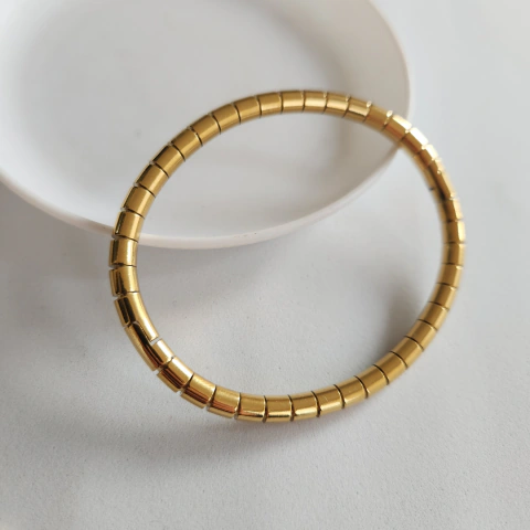 Bracelete em Aço Inoxidável Dourado