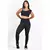 Calça Legging Preto Listra Branca Cropped Preto e Branco Conjunto | REF: LX201